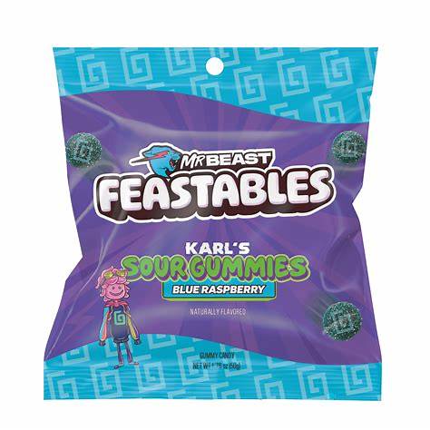 Gomitas ácidas sabor frambuesa azul 50g
